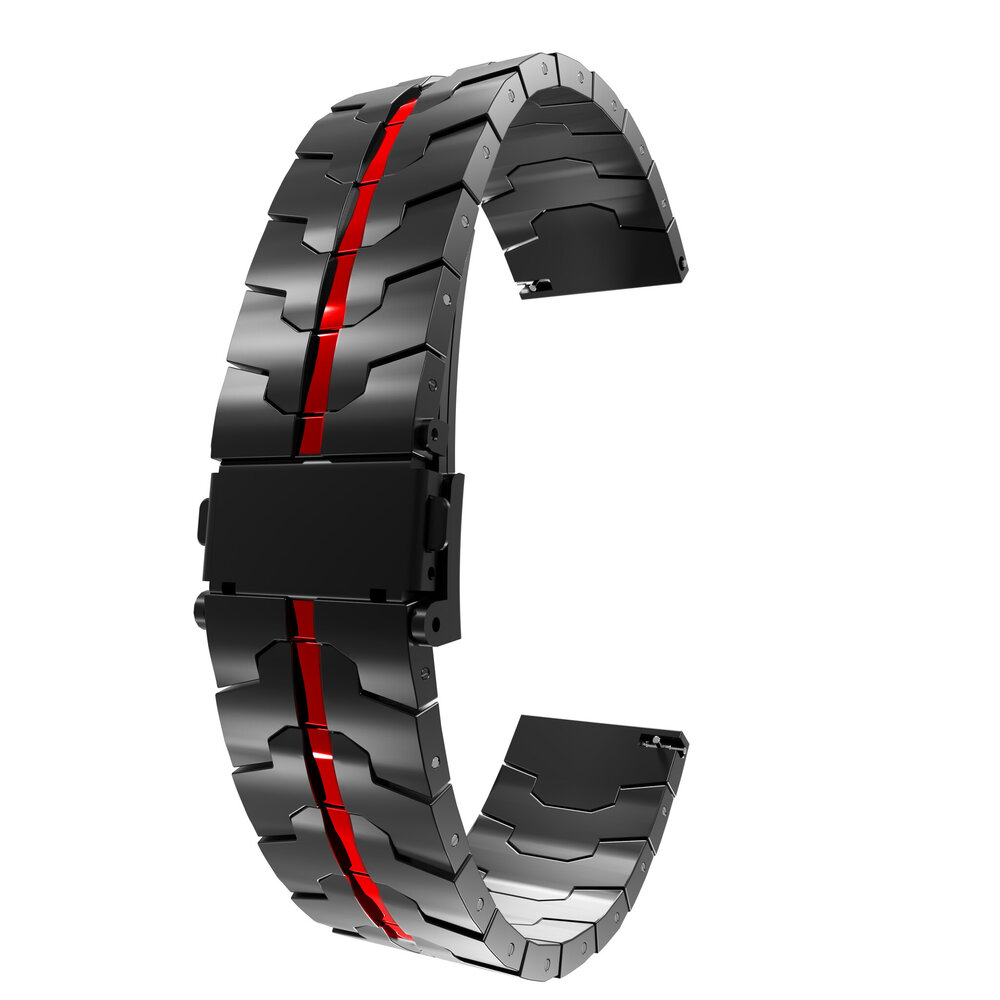 Strap-it® Strap-it Samsung Galaxy Watch 3 41mm Stahl 'Iron' Armband (Schwarz/Rot) Strap-it® Strap-it Samsung Galaxy Watch 3 41mm Stahl 'Iron' Armband (Schwarz/Rot)