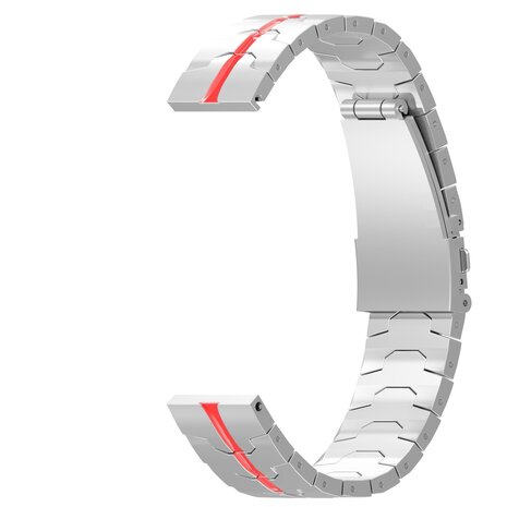 Strap-it® Strap-it Samsung Galaxy Watch Active Stahl 'Iron' Armband (Silber/Rot) Strap-it® Strap-it Samsung Galaxy Watch Active Stahl 'Iron' Armband (Silber/Rot)