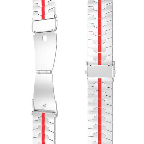 Strap-it® Strap-it Xiaomi Amazfit Bip Stahl 'Iron' Armband (Silber/Rot) Strap-it® Strap-it Xiaomi Amazfit Bip Stahl 'Iron' Armband (Silber/Rot)