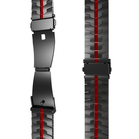 Strap-it® Strap-it Xiaomi Amazfit Bip Stahl 'Iron' Armband (Schwarz/Rot) Strap-it® Strap-it Xiaomi Amazfit Bip Stahl 'Iron' Armband (Schwarz/Rot)