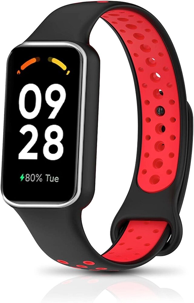 Strap-it® Strap-it Xiaomi Smart Band 8 Active Sportarmband (Schwarz/Rot) Strap-it® Strap-it Xiaomi Smart Band 8 Active Sportarmband (Schwarz/Rot)