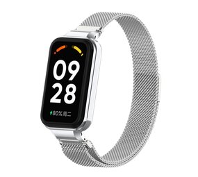 Strap-it® Xiaomi Smart Band 8 Active Milanaise Armband (Silber) Strap-it® Xiaomi Smart Band 8 Active Milanaise Armband (Silber)