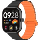 Strap-it® Redmi Watch 4 Magnetisches Silikonarmband (Schwarz/Orange)