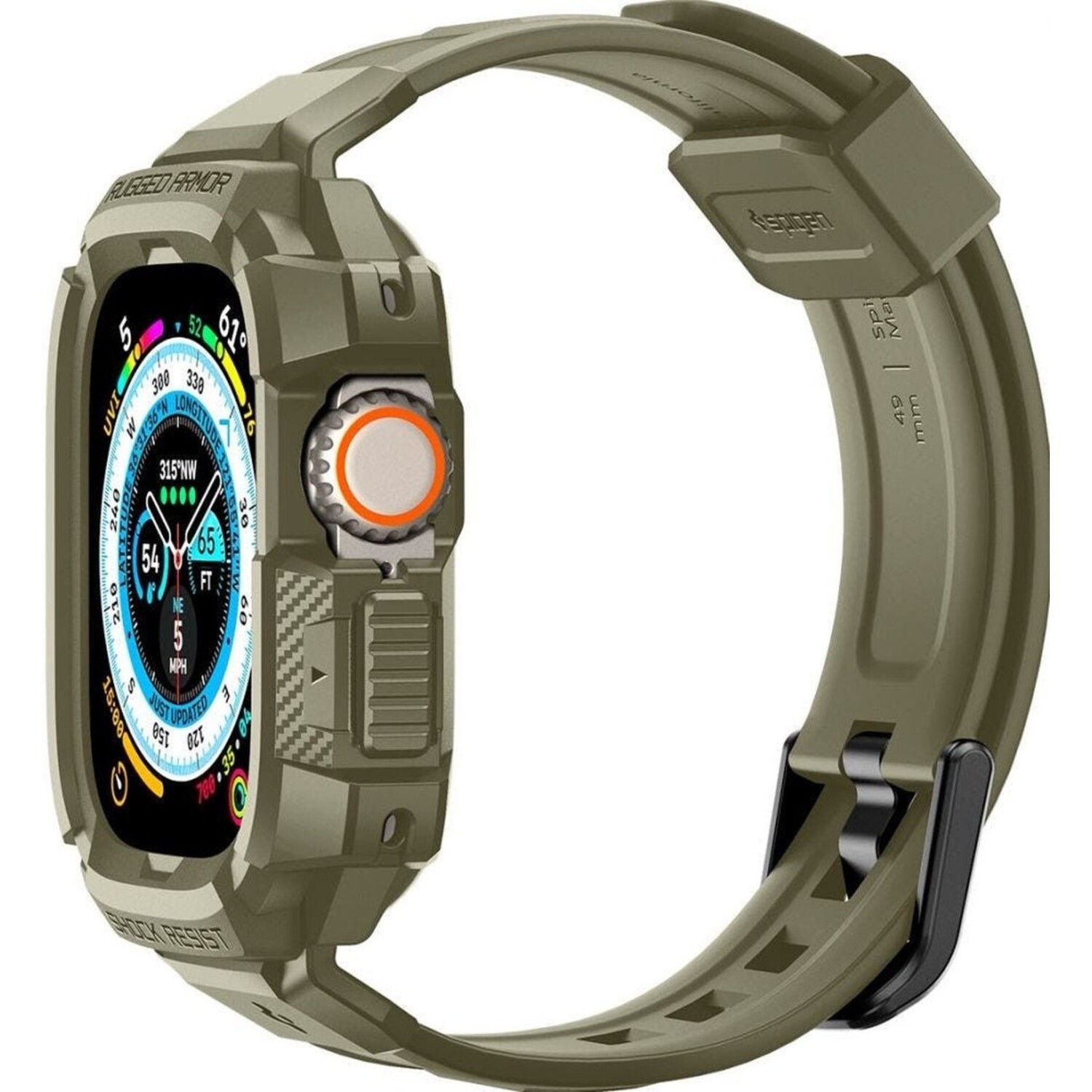 Spigen Apple Watch Ultra Rugged Armor Pro Armband Dunkelgrun Smartwatcharmbaender