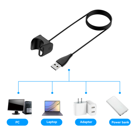 Bandz Bandz Fitbit Charge 3 USB-A Ladekabel (Schwarz) -100cm Bandz Bandz Fitbit Charge 3 USB-A Ladekabel (Schwarz) -100cm