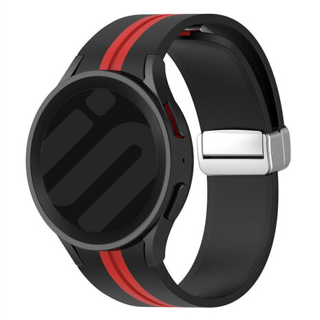Strap-it® Strap-it Samsung Galaxy Watch 4 Classic 46mm magnetisches Sportband (Schwarz/Rot)