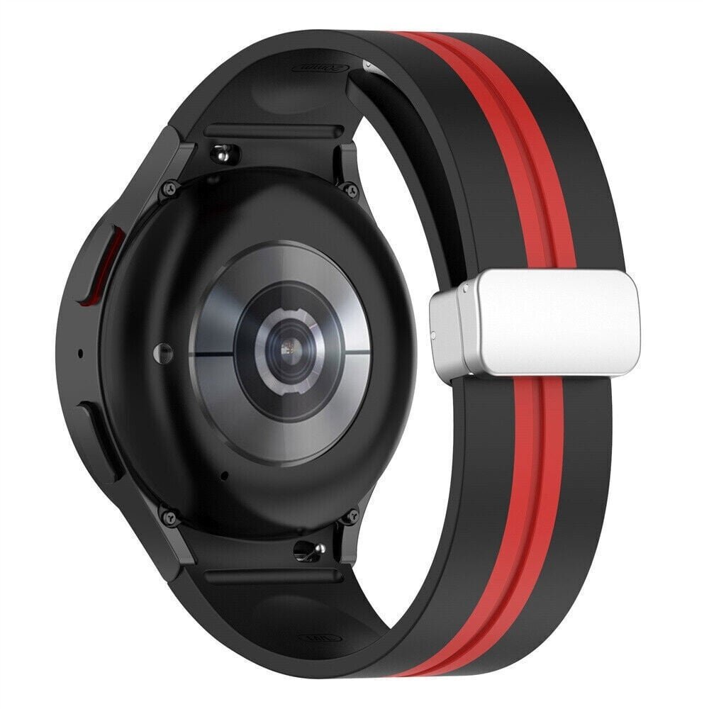 Strap-it® Strap-it Samsung Galaxy Watch 4 Classic 46mm magnetisches Sportband (Schwarz/Rot)