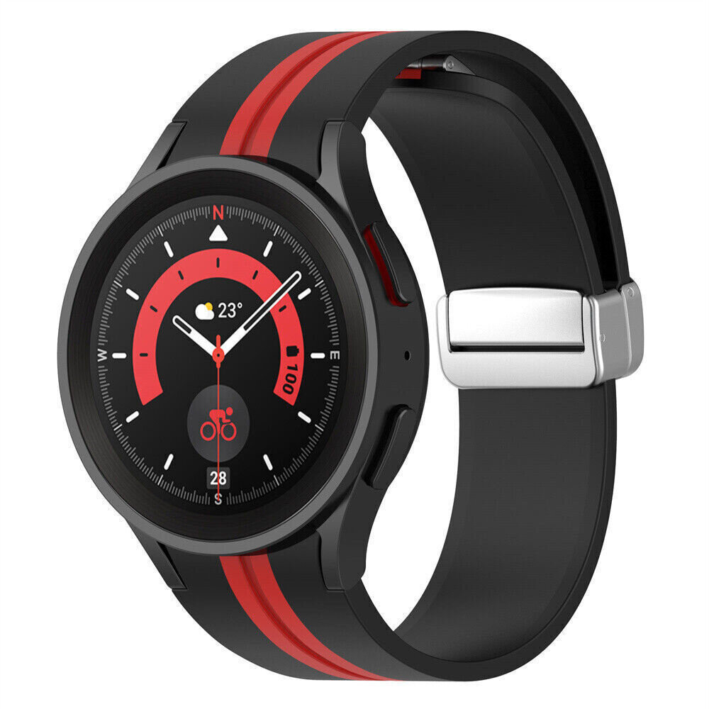 Strap-it® Strap-it Samsung Galaxy Watch 5 Pro magnetisches Sportband (Schwarz/Rot)