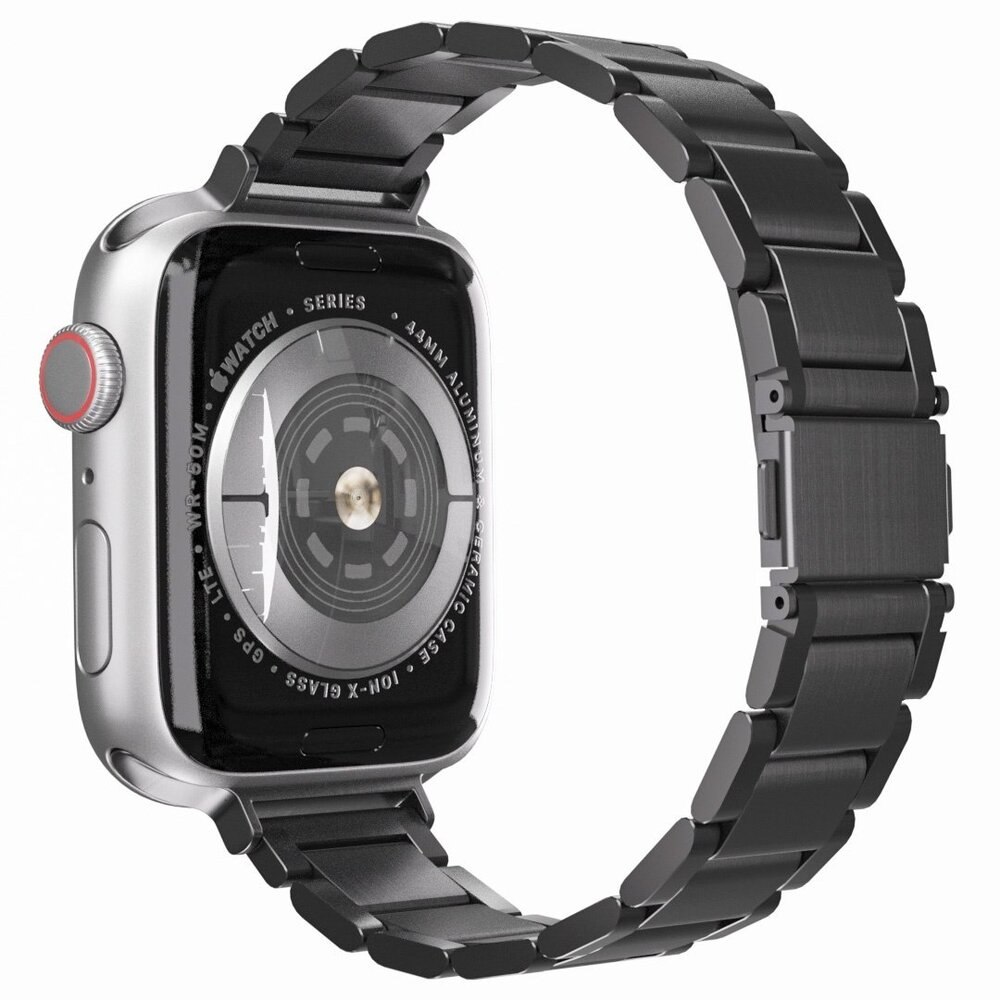 Strap-it® Strap-it Apple Watch Luxus 'slim' Metallarmband (Schwarz)