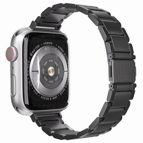 Strap-it® Strap-it Apple Watch Luxus 'slim' Metallarmband (Schwarz)