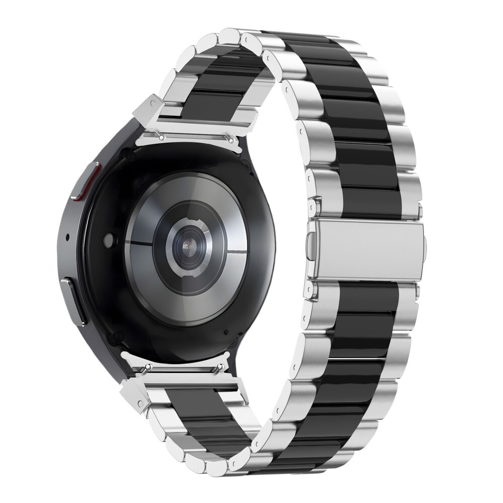 Bandz Bandz Samsung Galaxy Watch 4 40mm Klassisches Stahlarmband (Silber/Schwarz) Bandz Bandz Samsung Galaxy Watch 4 40mm Klassisches Stahlarmband (Silber/Schwarz)