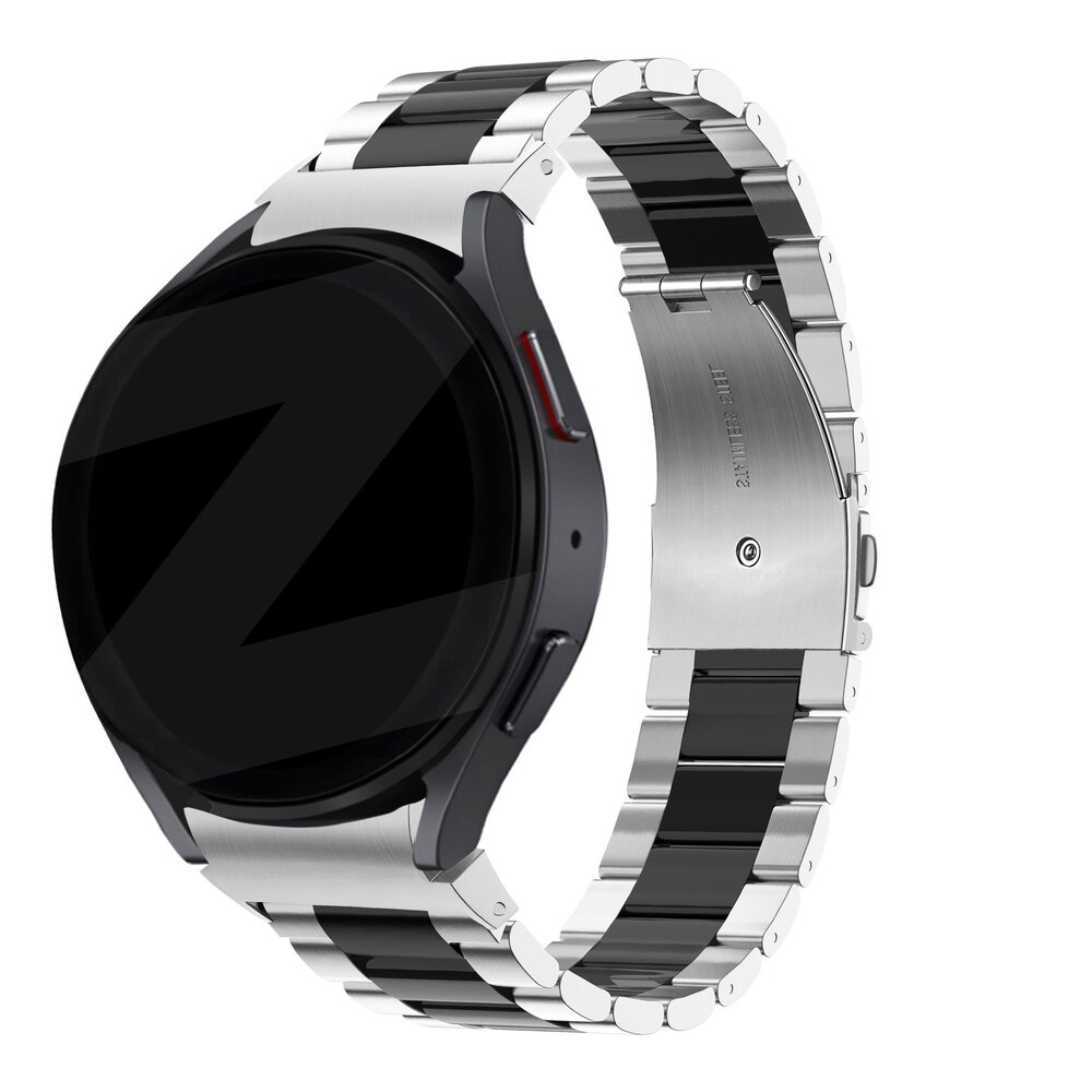 Bandz Bandz Samsung Galaxy Watch 4 Classic 46mm Klassisches Stahlarmband (Silber/Schwarz)