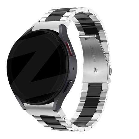 Bandz Bandz Samsung Galaxy Watch 4 Classic 46mm Klassisches Stahlarmband (Silber/Schwarz)
