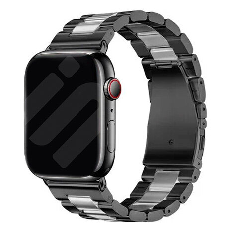 Apple Watch Stahlarmband Schwarz Silber Smartwatcharmbaender