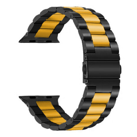 Strap-it® Strap-it Apple Watch Gliederarmband (Schwarz/Gold) Strap-it® Strap-it Apple Watch Gliederarmband (Schwarz/Gold)