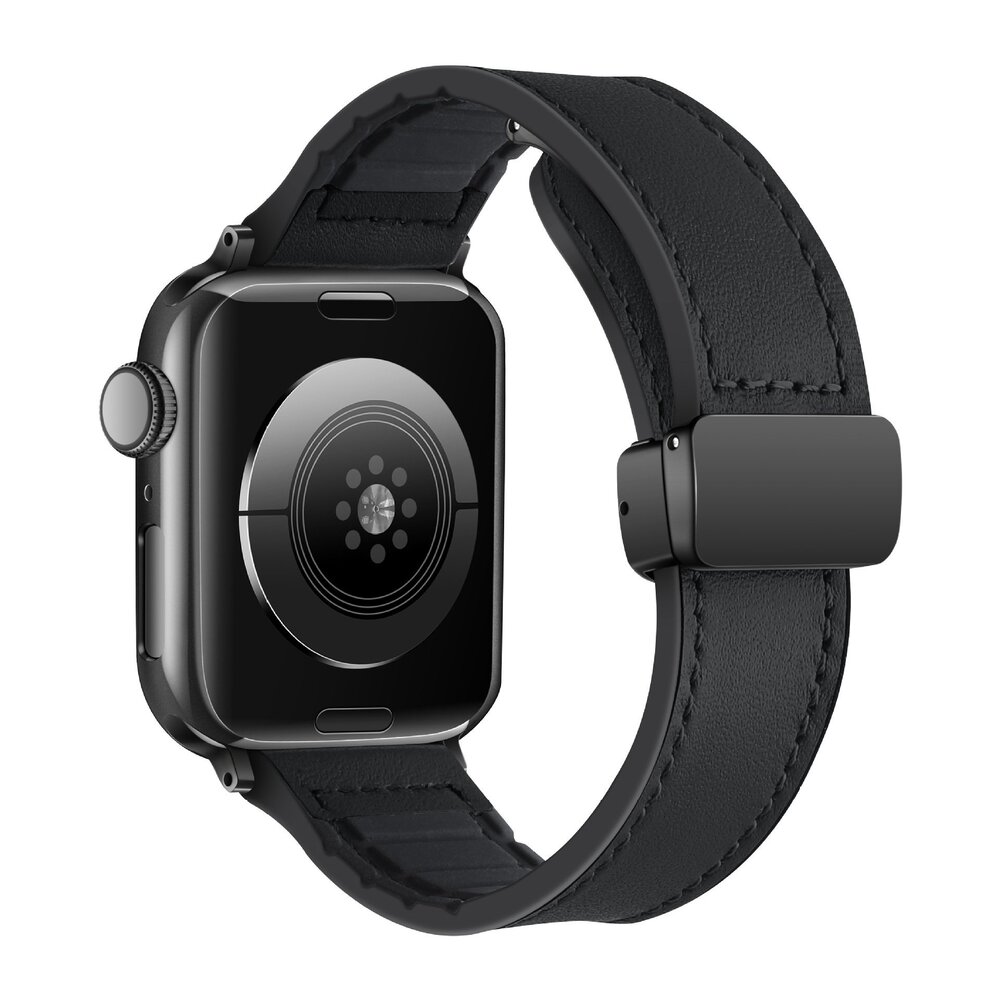 Strap-it® Strap-it Apple Watch D-Buckle Lederarmband (Schwarz)