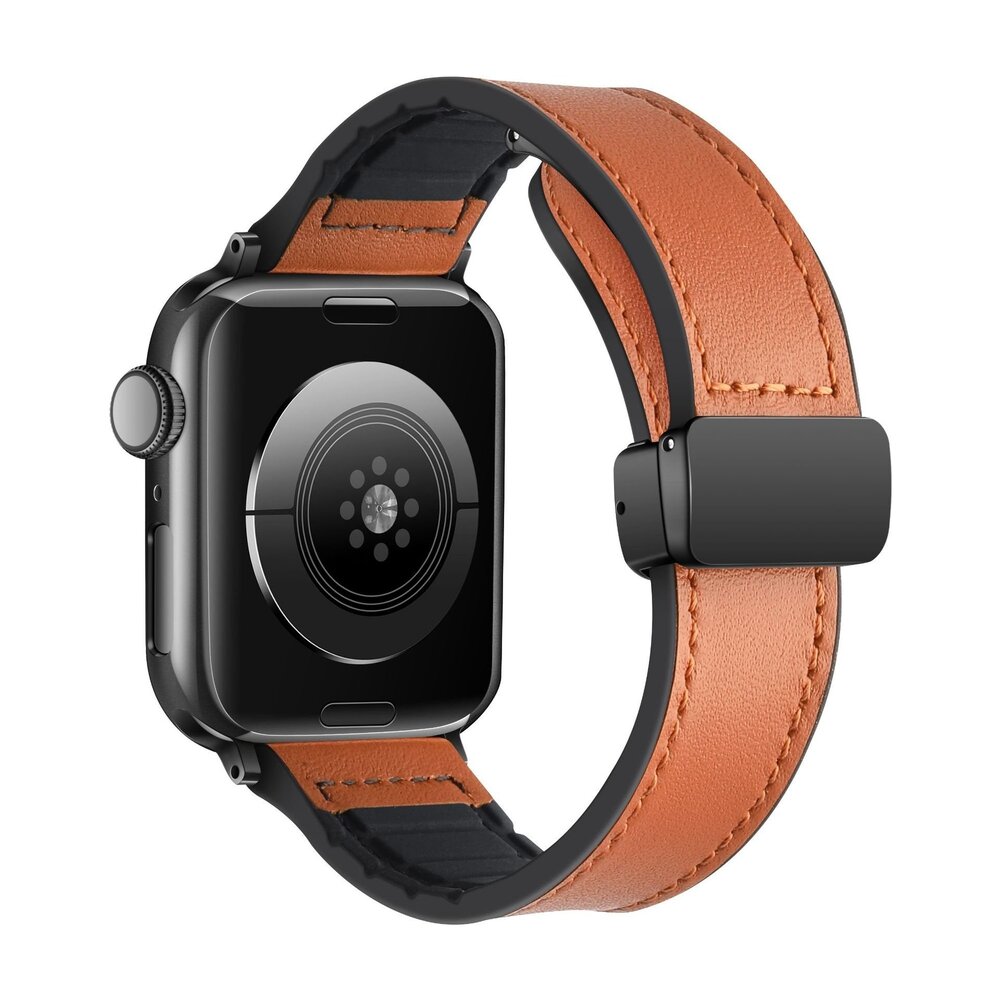 Strap-it® Strap-it Apple Watch D-Buckle Lederarmband (Braun)