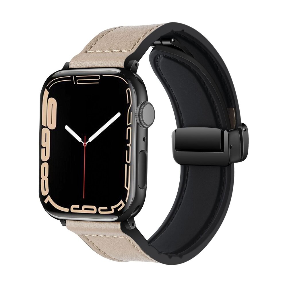 Strap-it® Strap-it Apple Watch D-Buckle Lederarmband (Hell Beige)
