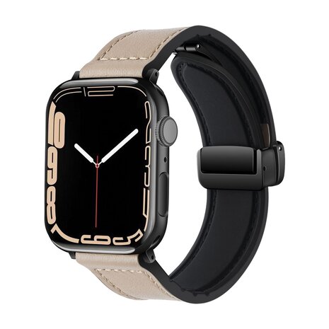 Strap-it® Strap-it Apple Watch D-Buckle Lederarmband (Hell Beige)