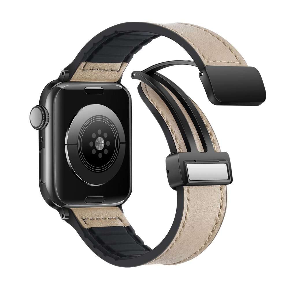 Strap-it® Strap-it Apple Watch D-Buckle Lederarmband (Hell Beige)