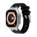 Strap-it® Apple Watch Luxus Liquid Silikonarmband (Schwarz mit Silber) Strap-it® Apple Watch Luxus Liquid Silikonarmband (Schwarz mit Silber)