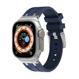 Strap-it® Apple Watch Luxus Liquid Silikonarmband (Blau mit Silber) Strap-it® Apple Watch Luxus Liquid Silikonarmband (Blau mit Silber)