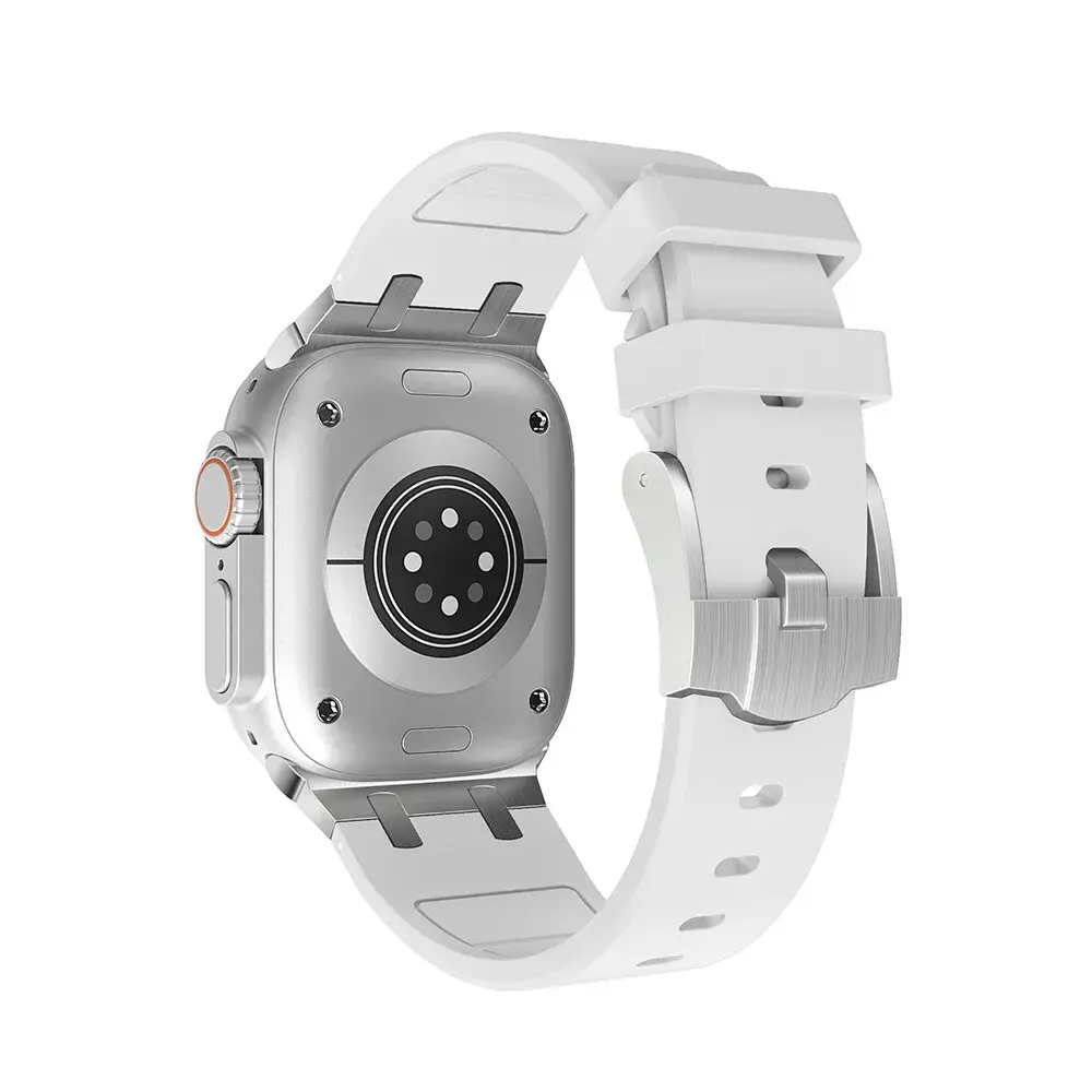 Strap-it® Strap-it Apple Watch Luxus Liquid Silikonarmband (Weiß mit Silber) Strap-it® Strap-it Apple Watch Luxus Liquid Silikonarmband (Weiß mit Silber)