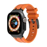 Strap-it® Apple Watch Luxus Liquid Silikonarmband (Orange mit Schwarz) Strap-it® Apple Watch Luxus Liquid Silikonarmband (Orange mit Schwarz)
