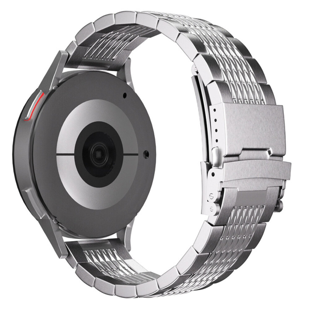 Strap-it® Strap-it Samsung Galaxy Watch 6 Classic 43mm Luxus Gliederarmband aus Stahl (Silber)