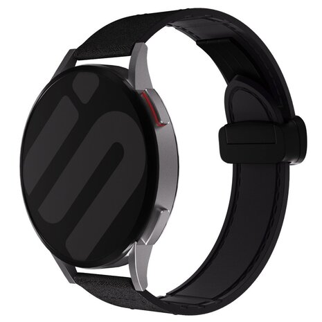 Strap-it® Strap-it OnePlus Watch D-Buckle Lederarmband (Schwarz)