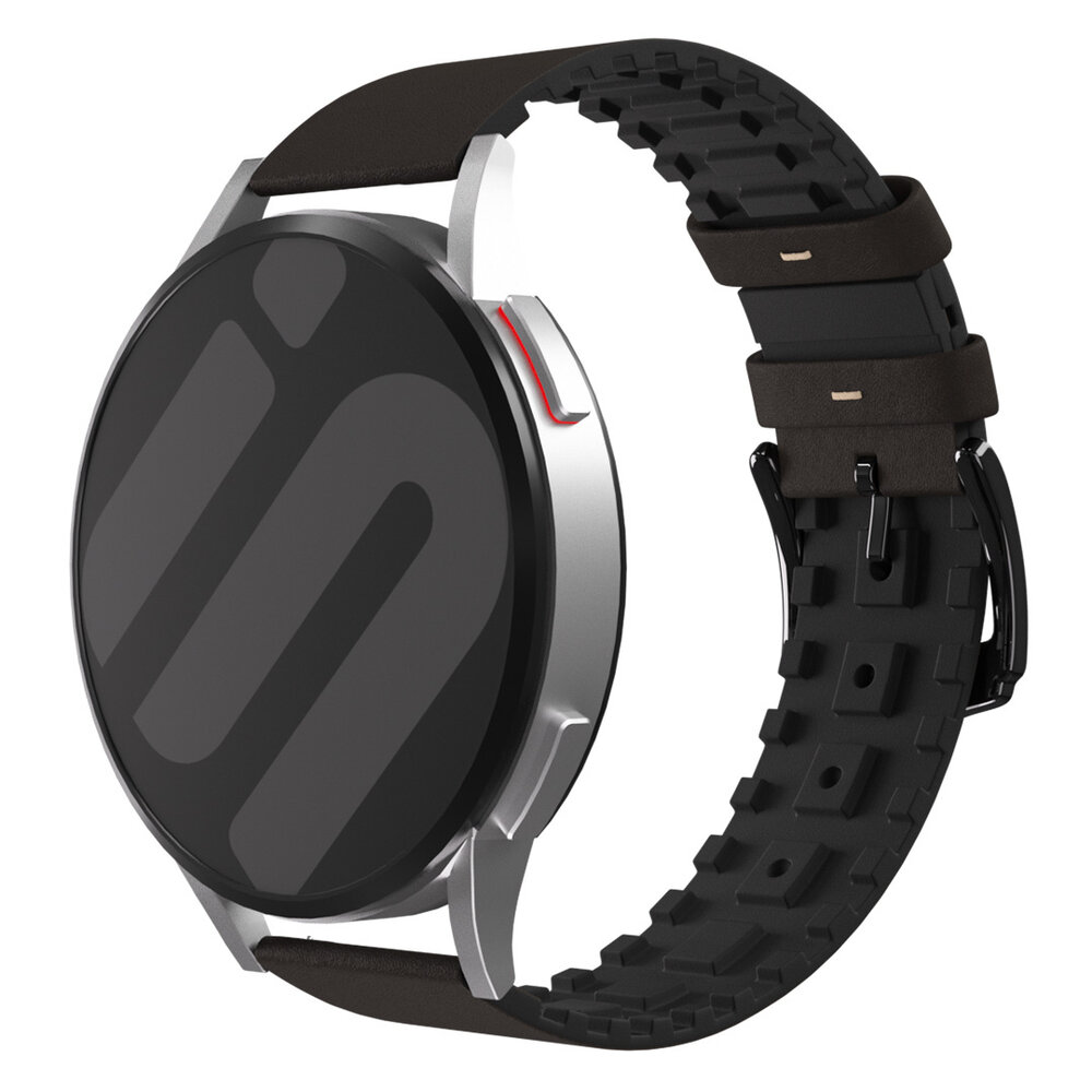 Strap-it® Strap-it Huawei Watch GT 2 Silikon / Lederarmband (Schwarz / Braun)