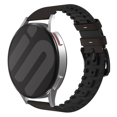 Strap-it® Strap-it Huawei Watch GT 2 Silikon / Lederarmband (Schwarz / Braun)
