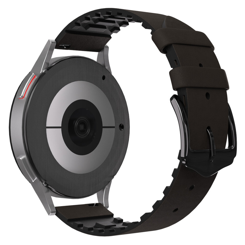 Strap-it® Strap-it Huawei Watch GT 2 Silikon / Lederarmband (Schwarz / Braun)