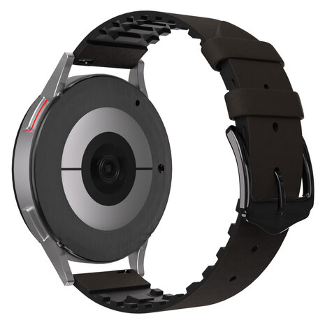 Strap-it® Strap-it Huawei Watch GT 2 Silikon / Lederarmband (Schwarz / Braun)