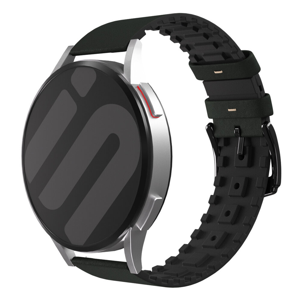 Strap-it® Strap-it Huawei Watch GT 3 42mm Silikon-/Lederarmband (Schwarz/Grün)