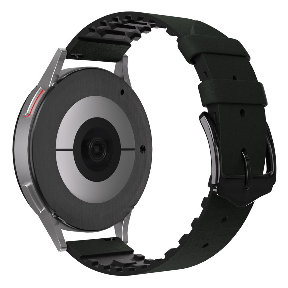 Strap-it® Strap-it Huawei Watch GT 3 42mm Silikon-/Lederarmband (Schwarz/Grün)