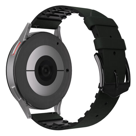 Strap-it® Strap-it Huawei Watch GT 3 42mm Silikon-/Lederarmband (Schwarz/Grün)