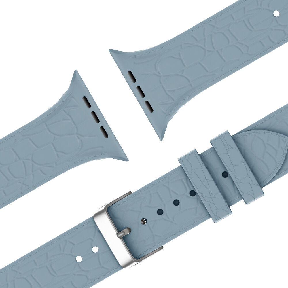 Bandz Bandz Apple Watch Silikonarmband mit Ledermuster (Graublau) Bandz Bandz Apple Watch Silikonarmband mit Ledermuster (Graublau)