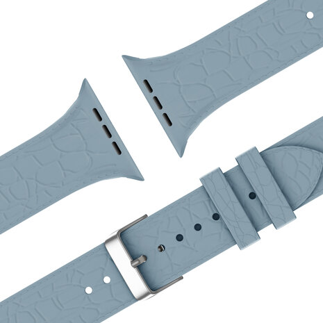 Bandz Bandz Apple Watch Silikonarmband mit Ledermuster (Graublau) Bandz Bandz Apple Watch Silikonarmband mit Ledermuster (Graublau)