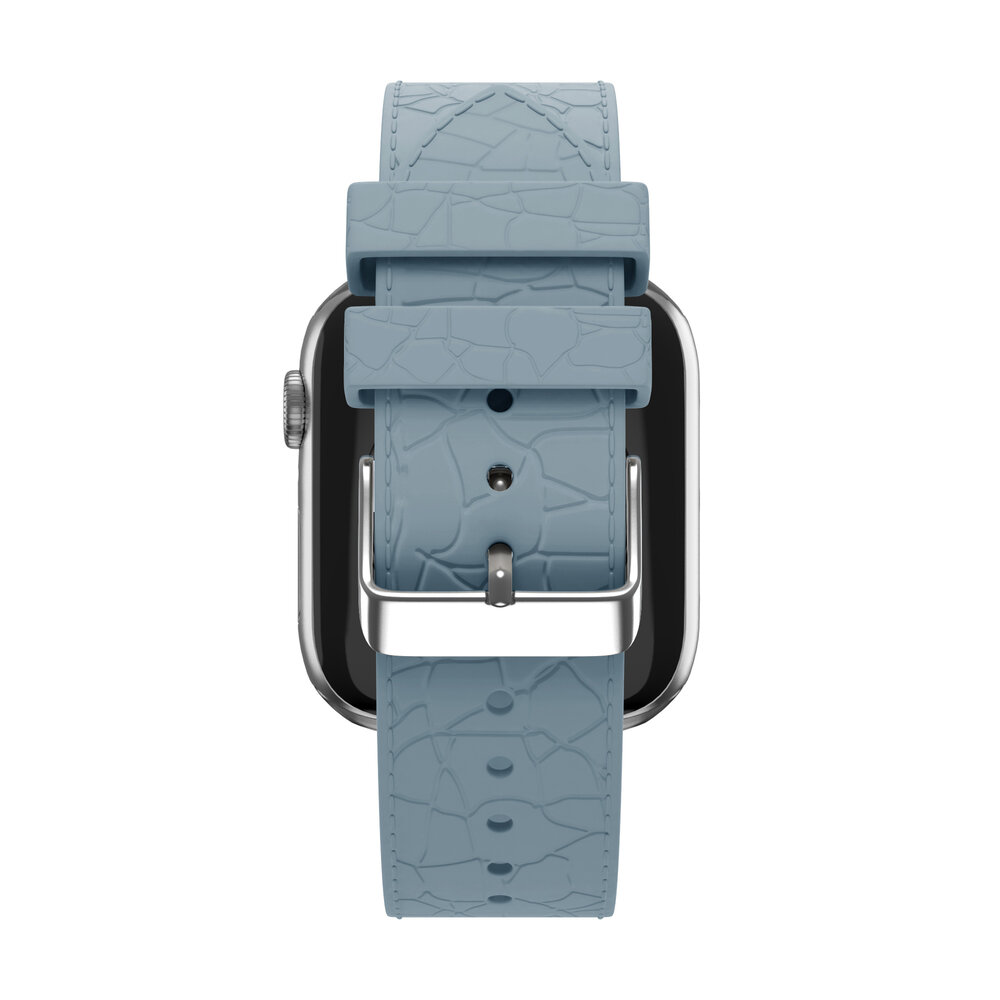 Bandz Bandz Apple Watch Silikonarmband mit Ledermuster (Graublau) Bandz Bandz Apple Watch Silikonarmband mit Ledermuster (Graublau)