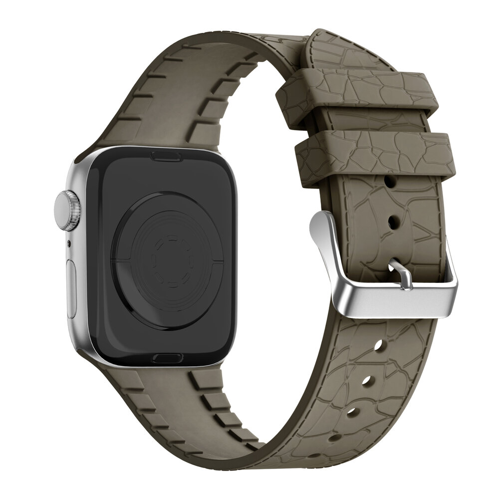 Bandz Bandz Apple Watch Silikonarmband mit Ledermuster (Braun)