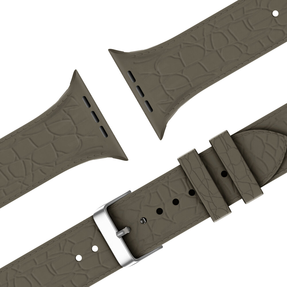 Bandz Bandz Apple Watch Silikonarmband mit Ledermuster (Braun) Bandz Bandz Apple Watch Silikonarmband mit Ledermuster (Braun)