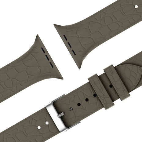 Bandz Bandz Apple Watch Silikonarmband mit Ledermuster (Braun) Bandz Bandz Apple Watch Silikonarmband mit Ledermuster (Braun)