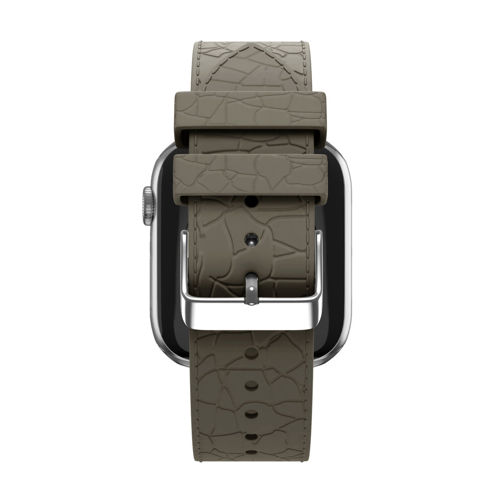 Bandz Bandz Apple Watch Silikonarmband mit Ledermuster (Braun) Bandz Bandz Apple Watch Silikonarmband mit Ledermuster (Braun)