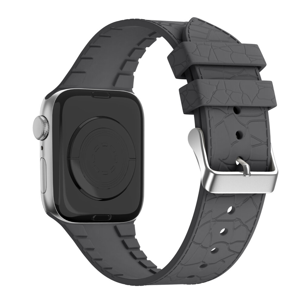 Bandz Bandz Apple Watch Silikonarmband mit Ledermuster (Dunkelgrau)