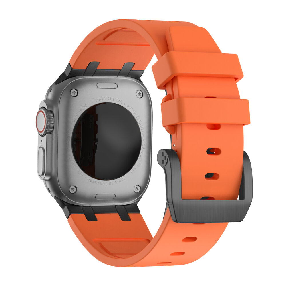 Bandz Bandz Apple Watch Silikonarmband 'Luxe Liquid' (Orange mit Schwarz) Bandz Bandz Apple Watch Silikonarmband 'Luxe Liquid' (Orange mit Schwarz)