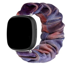 Strap-it® Fitbit Sense Scrunchie Armband (Blau/Rosa Mischung)