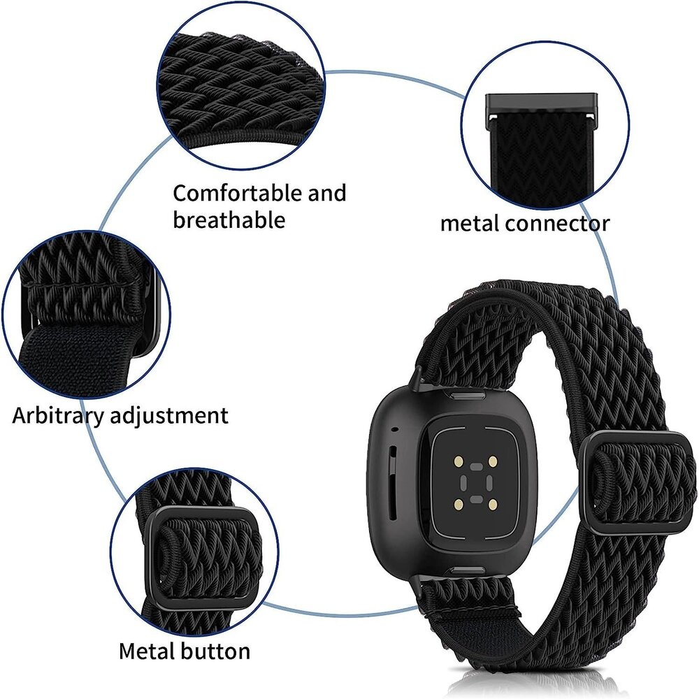 Strap-it® Strap-it Fitbit Sense Gewebtes Nylon Armband (Schwarz) Strap-it® Strap-it Fitbit Sense Gewebtes Nylon Armband (Schwarz)