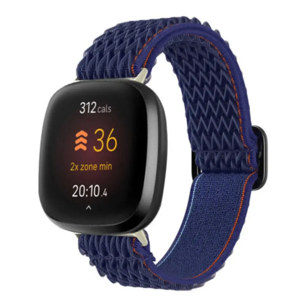 Strap-it® Strap-it Fitbit Sense Gewebtes Nylon Armband (Blau)