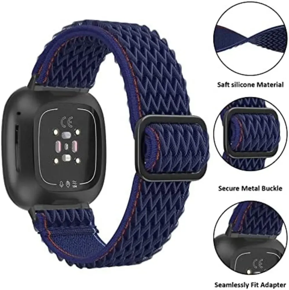 Strap-it® Strap-it Fitbit Sense Gewebtes Nylon Armband (Blau)
